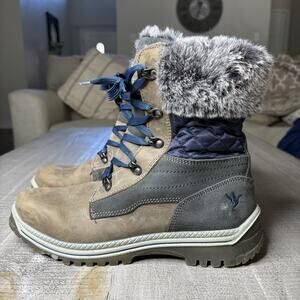 Santana Canada Womens Majesta Luxe Winter Boots Brown Leather Faux Fur 10 M